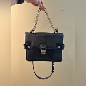 Versace Collection Dark Navy Leather purse w/ pale gold hardware - Authentic!